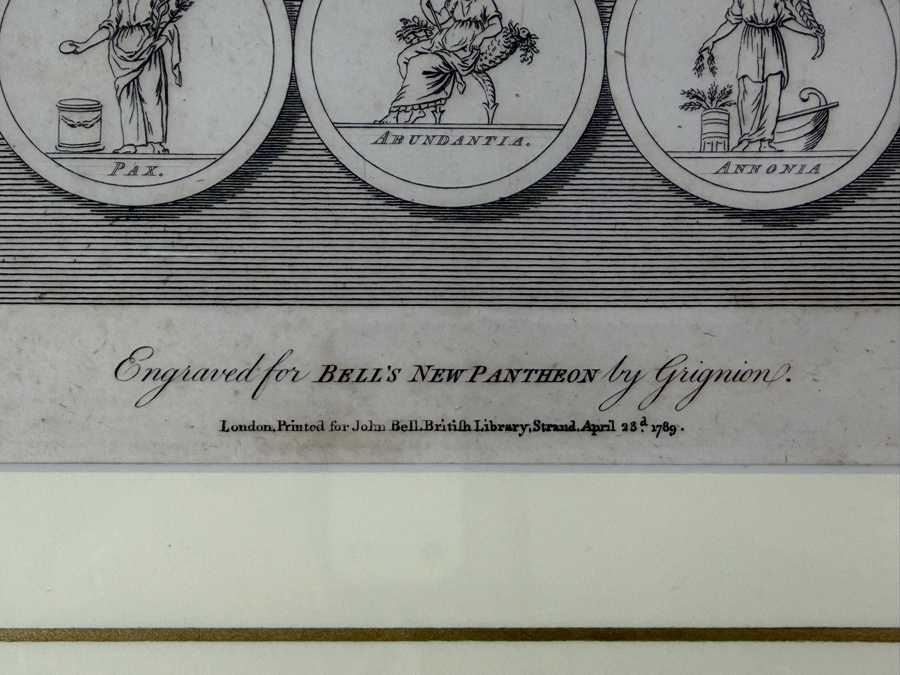 Just Added - 18th-Century Copperplate Engraving Of Roman And Greek Deities From Bell's New Pantheon, Engraved By Charles Grignion, 1789 7' X 10' Framed 15.5' X 18' (RSF) [Photo 3]