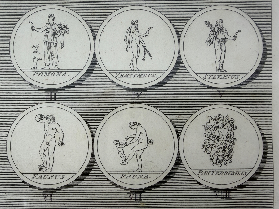 Just Added - 18th-Century Copperplate Engraving Of Roman And Greek Deities From Bell's New Pantheon, Engraved By Charles Grignion, 1789 7' X 10' Framed 15.5' X 18' (RSF) [Photo 5]