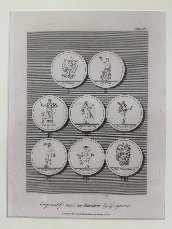 Just Added - 18th-Century Copperplate Engraving Of Roman And Greek Deities From Bell's New Pantheon, Engraved By Charles Grignion, 1789 7' X 10' Framed 15.5' X 18' (RSF)
