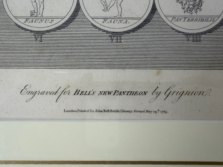 Just Added - 18th-Century Copperplate Engraving Of Roman And Greek Deities From Bell's New Pantheon, Engraved By Charles Grignion, 1789 7' X 10' Framed 15.5' X 18' (RSF) [Photo 3]