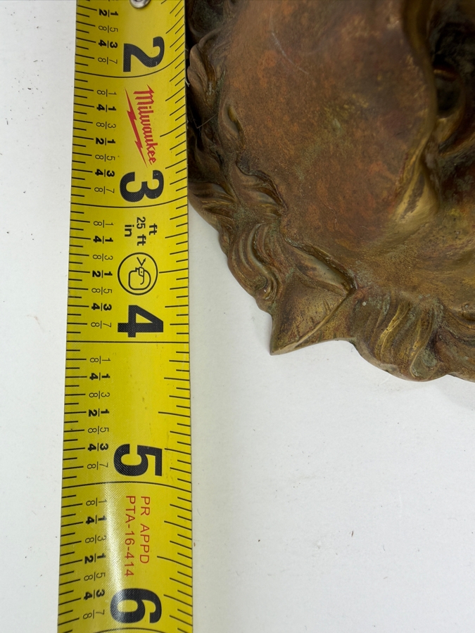 Just Added - Pair Of Vintage Gilt Brass Bronze Lion Head Door Knockers 4.5W X 6.5H X 2.5D [Photo 8]