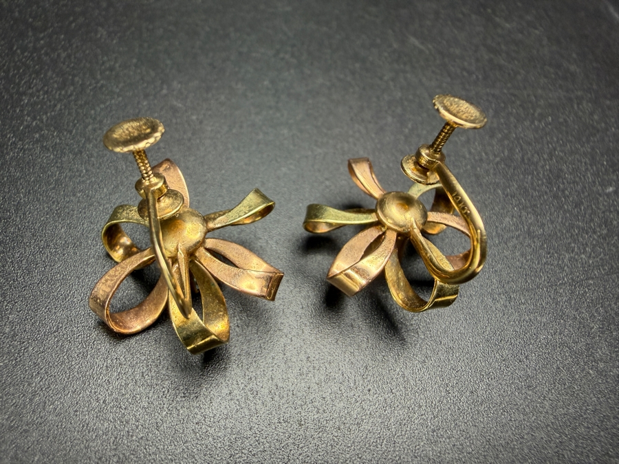 14k Gold Screw On Earrings With (2) 5mm Blue Topaz 5.0g Retails $1,800 [Photo 5]