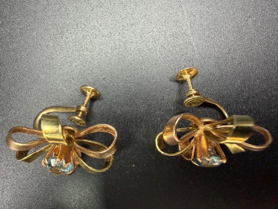 14k Gold Screw On Earrings With (2) 5mm Blue Topaz 5.0g Retails $1,800 [Photo 4]