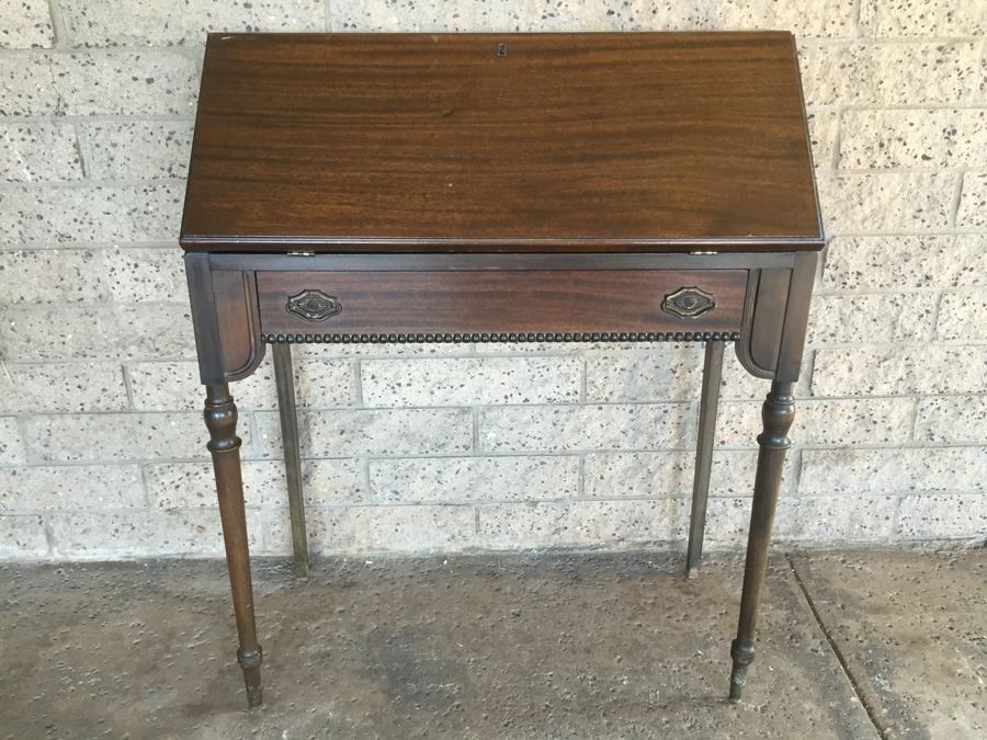 Vintage Small Mahogany Dropfront Secretary Desk [Photo 1]