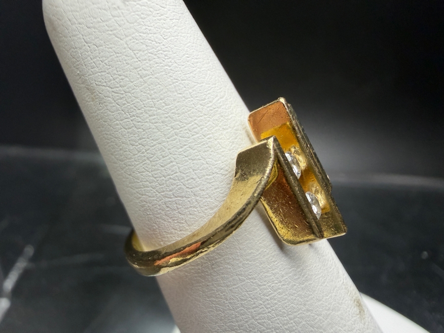 14k Gold Diamond Ring Set With (4) 2mm Round Brilliant Diamonds Est. 0.1cttw Size 5.25 2.9g Retails $1,400 [Photo 2]