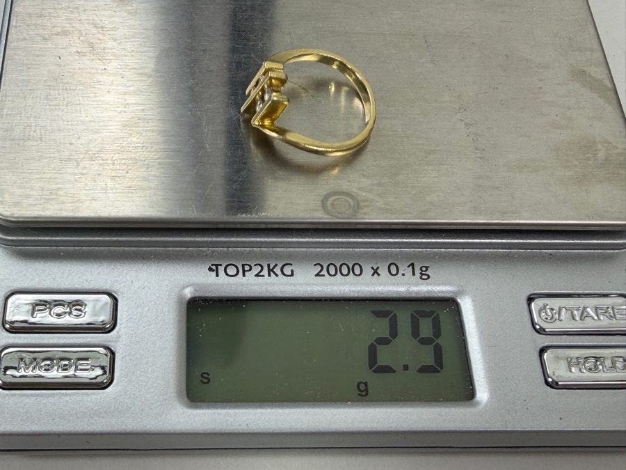 14k Gold Diamond Ring Set With (4) 2mm Round Brilliant Diamonds Est. 0.1cttw Size 5.25 2.9g Retails $1,400 [Photo 6]