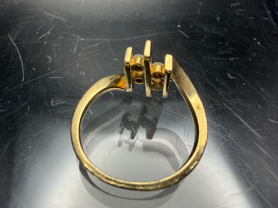 14k Gold Diamond Ring Set With (4) 2mm Round Brilliant Diamonds Est. 0.1cttw Size 5.25 2.9g Retails $1,400 [Photo 4]