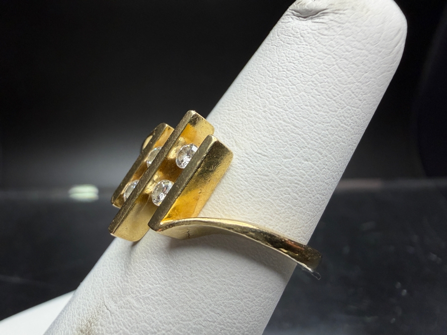 14k Gold Diamond Ring Set With (4) 2mm Round Brilliant Diamonds Est. 0.1cttw Size 5.25 2.9g Retails $1,400 [Photo 3]