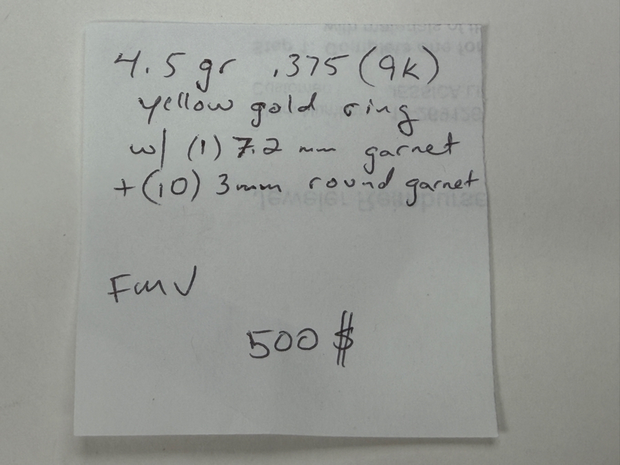 9k Gold Garnet Ring With (1) 7.2mm Garnet And (10) 3mm Round Garnets Size 4 4.5g Retails $1,000 [Photo 11]