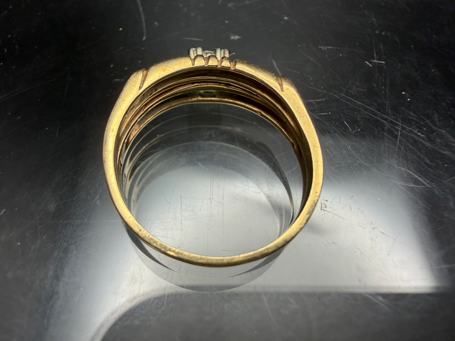 14k Gold Bridal Duo Diamond Ring With (1) 3mm Round Brilliant Cut Diamond Size 6.5 3.3g Retails $1,500 [Photo 5]