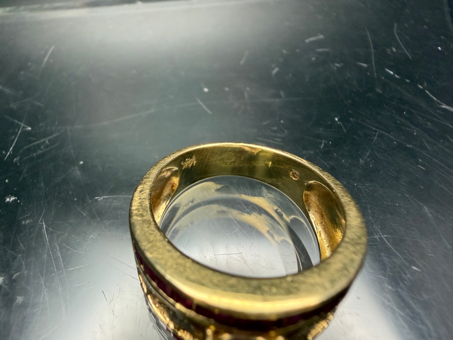 14k Gold Ruby/Diamond Ring Featuring A 6x5mm Oval Ruby, (26) 1.5x1.5mm Princess Rubies And (4) 1.2mm Round Diamonds Size 7.5 5.6g Retails $2,600 [Photo 6]