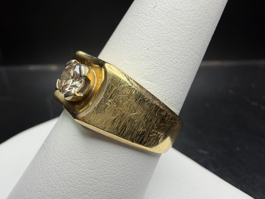 14k Gold Diamond Ring Featuring A .49ct Diamond I1-M Color Size 9 8.9g Retails $3,400 [Photo 8]