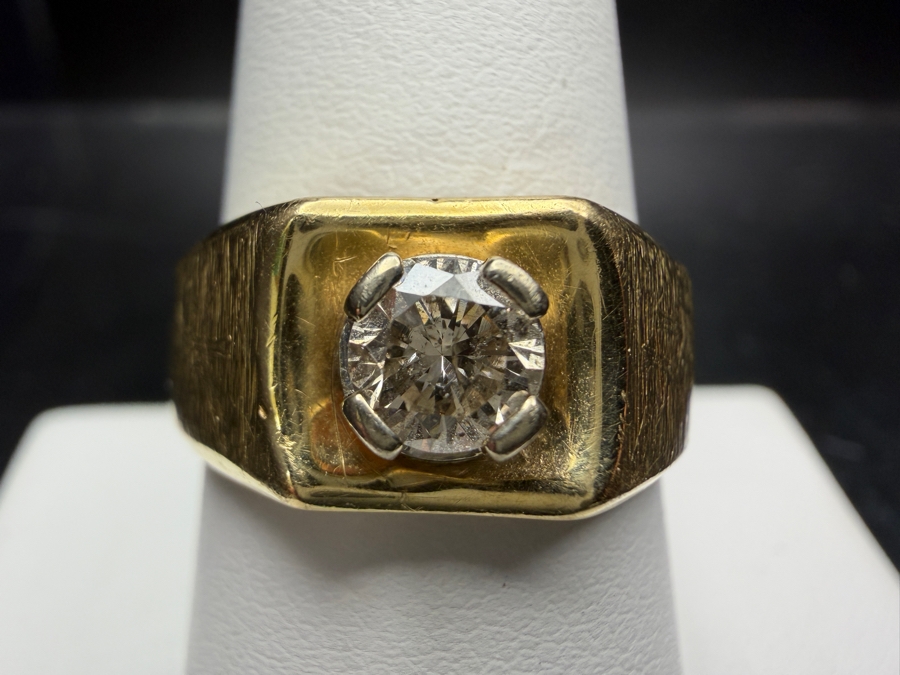 14k Gold Diamond Ring Featuring A .49ct Diamond I1-M Color Size 9 8.9g Retails $3,400 [Photo 2]