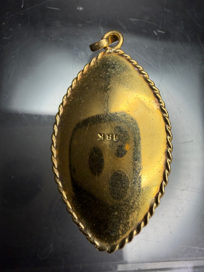 18k Gold Pendant With (2) 1.8mm Round Emeralds And (1) 4mm Cultured Pearl 1.5'L 3.3g Retails $1,800 [Photo 5]