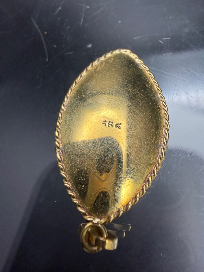 18k Gold Pendant With (2) 1.8mm Round Emeralds And (1) 4mm Cultured Pearl 1.5'L 3.3g Retails $1,800 [Photo 6]