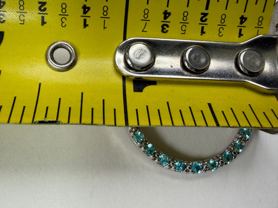 18k Gold Pendant Set With Blue Stones 1'W 3.5g Retails $1,800 [Photo 5]