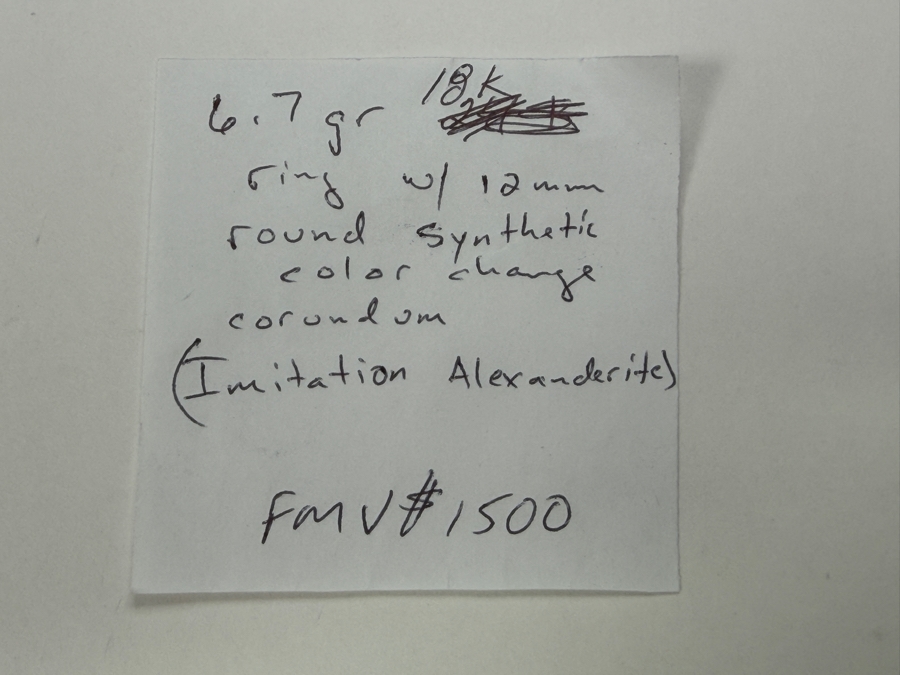 18k Gold Ring Set With A 12mm Round Synthetic Color Change Corundum Size 6 6.8g Retails $3,000 [Photo 15]