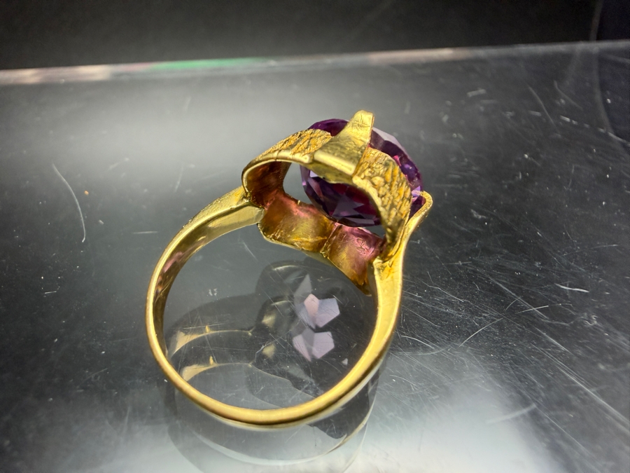 18k Gold Ring Set With A 12mm Round Synthetic Color Change Corundum Size 6 6.8g Retails $3,000 [Photo 11]
