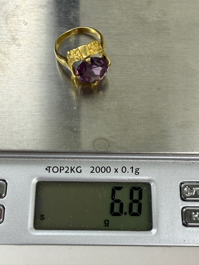 18k Gold Ring Set With A 12mm Round Synthetic Color Change Corundum Size 6 6.8g Retails $3,000 [Photo 14]