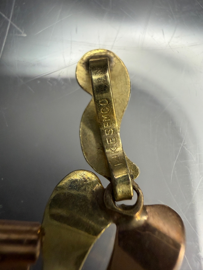 14k Gold Pendant With Red Stone 1 3/8'L 1.5g [Photo 4]