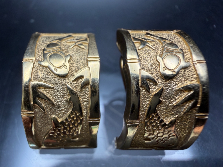 14k Gold Earrings With Koi Fish Motif 7.8g [$700 Gold Melt Value] [Photo 2]