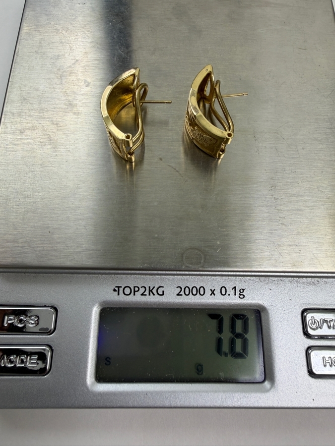 14k Gold Earrings With Koi Fish Motif 7.8g [$700 Gold Melt Value] [Photo 7]