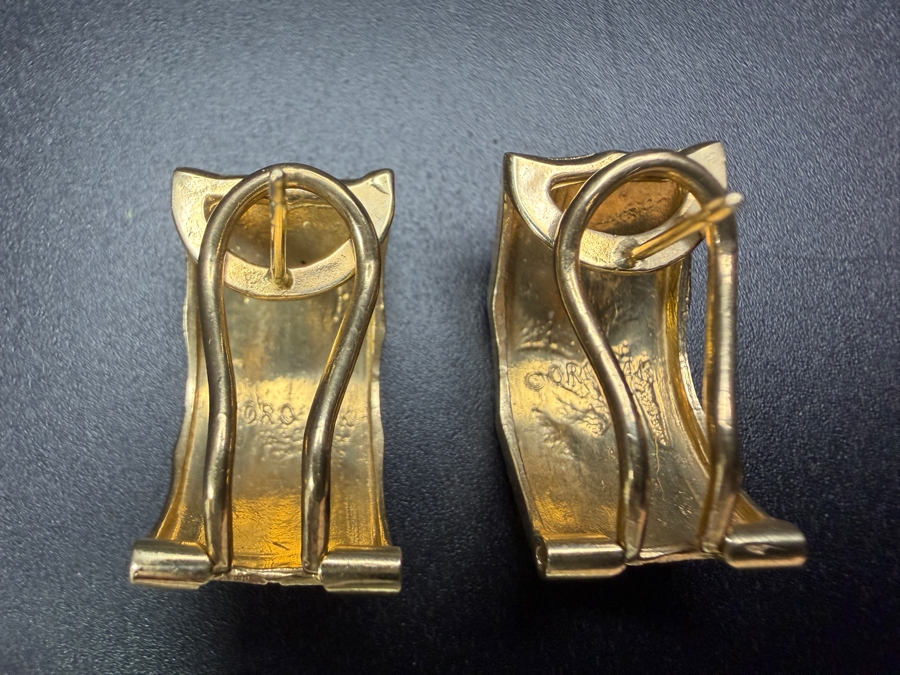 14k Gold Earrings With Koi Fish Motif 7.8g [$700 Gold Melt Value] [Photo 5]