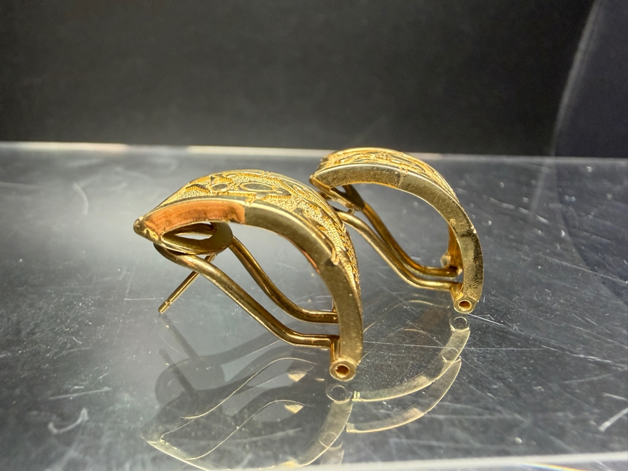 14k Gold Earrings With Koi Fish Motif 7.8g [$700 Gold Melt Value] [Photo 4]