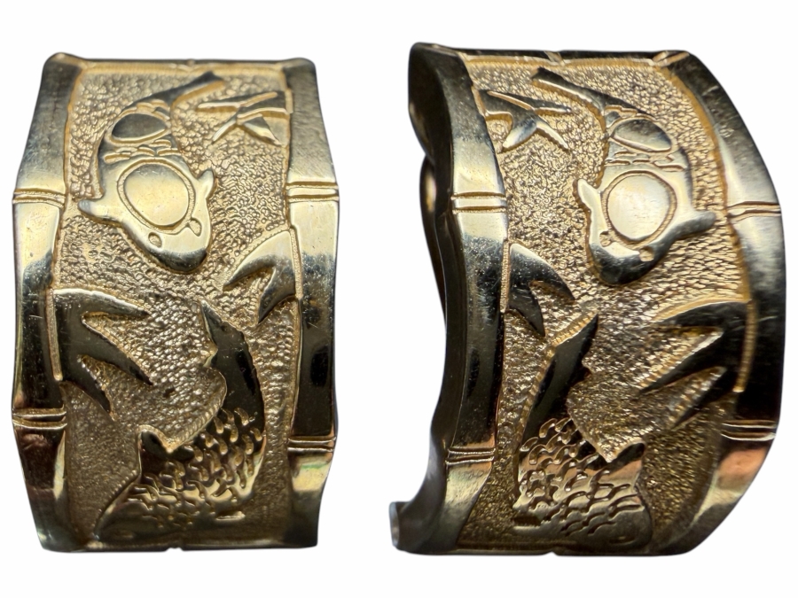 14k Gold Earrings With Koi Fish Motif 7.8g [$700 Gold Melt Value]