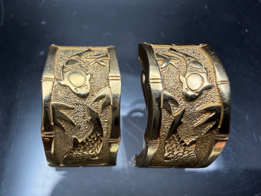 14k Gold Earrings With Koi Fish Motif 7.8g [$700 Gold Melt Value] [Photo 3]