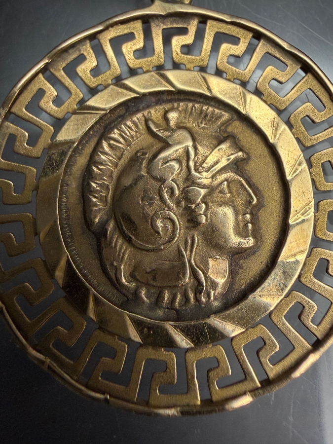14k Gold Double Sided Greek Coin Pendant 7/8'W 2.6g [$233 Gold Melt Value] [Photo 3]