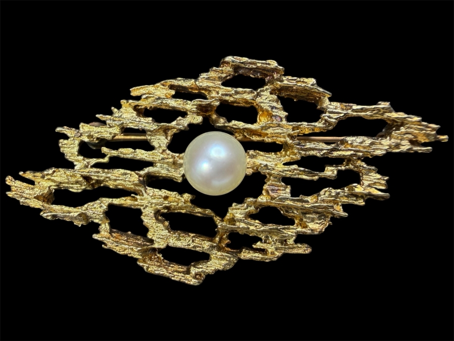 14k Gold Pearl Pendant Brooch 2'L 10.0g [$850+ Gold Melt Value]