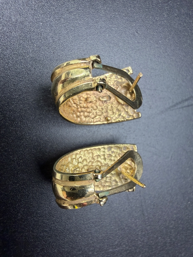 14k Gold Earrings With Panther Motif 11.1g [$997 Gold Melt Value] [Photo 5]