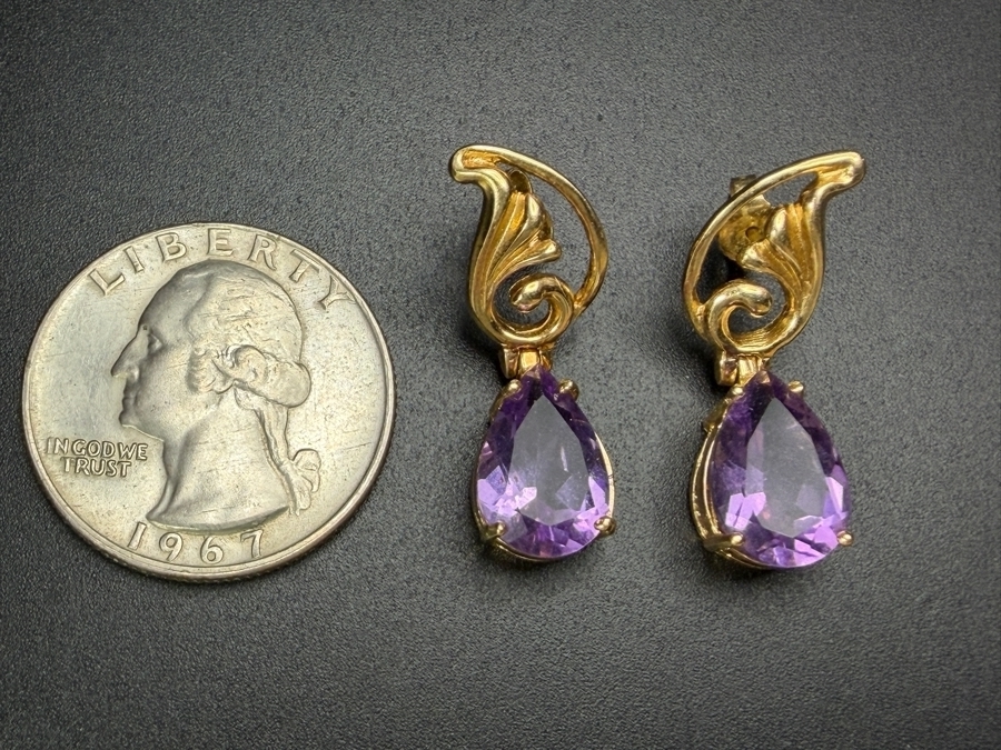 14k Gold Amethyst Earrings 4.8g [Photo 5]