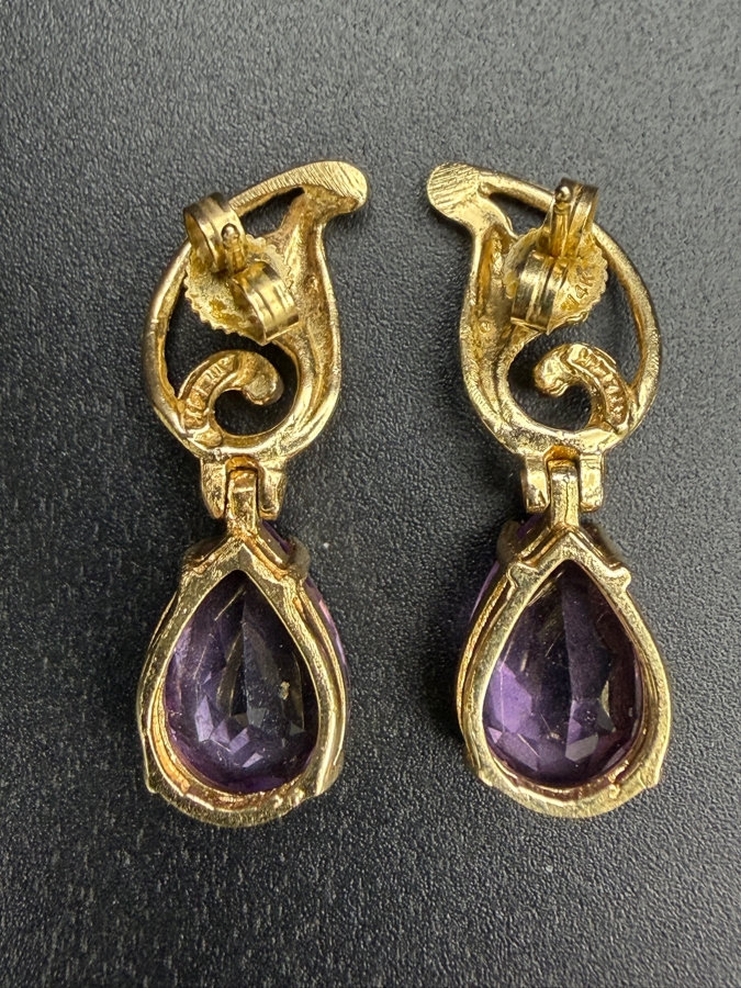 14k Gold Amethyst Earrings 4.8g [Photo 6]