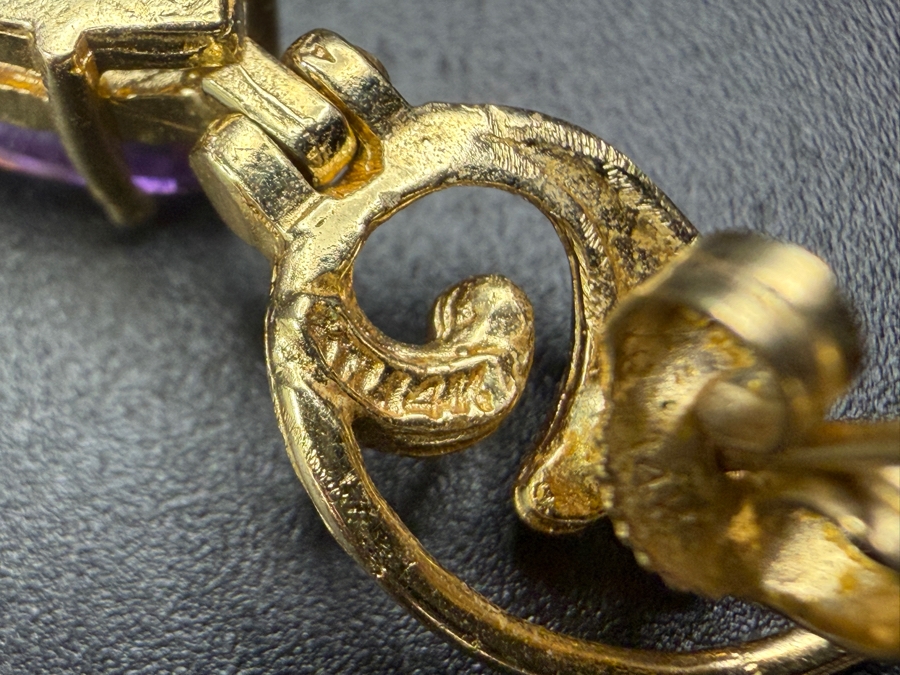 14k Gold Amethyst Earrings 4.8g [Photo 7]