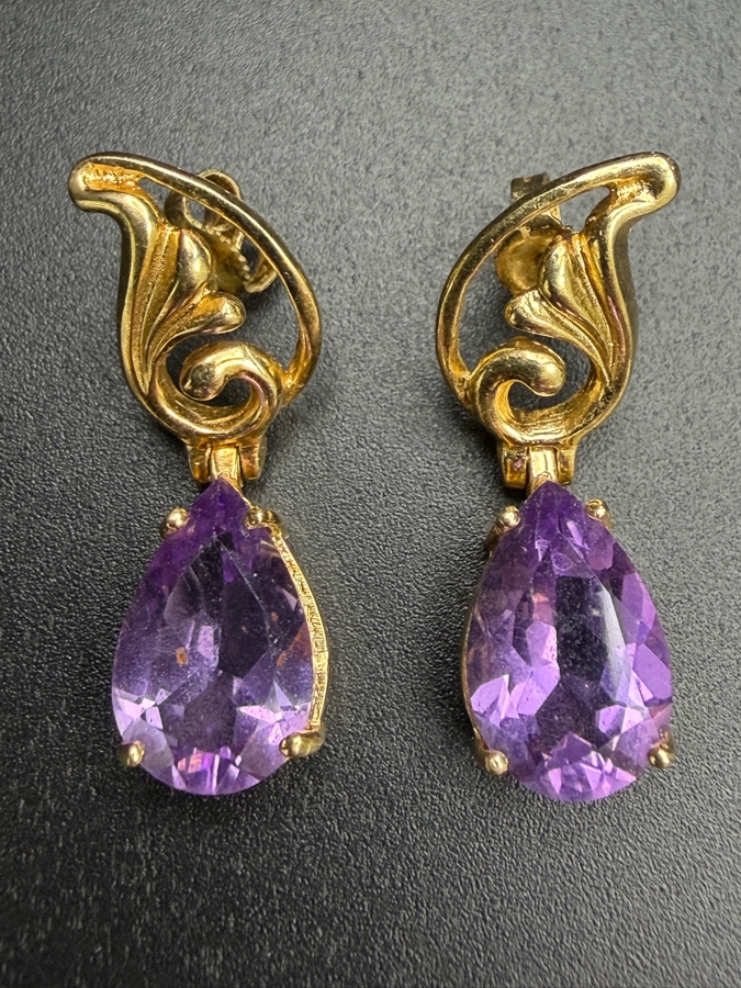 14k Gold Amethyst Earrings 4.8g [Photo 2]