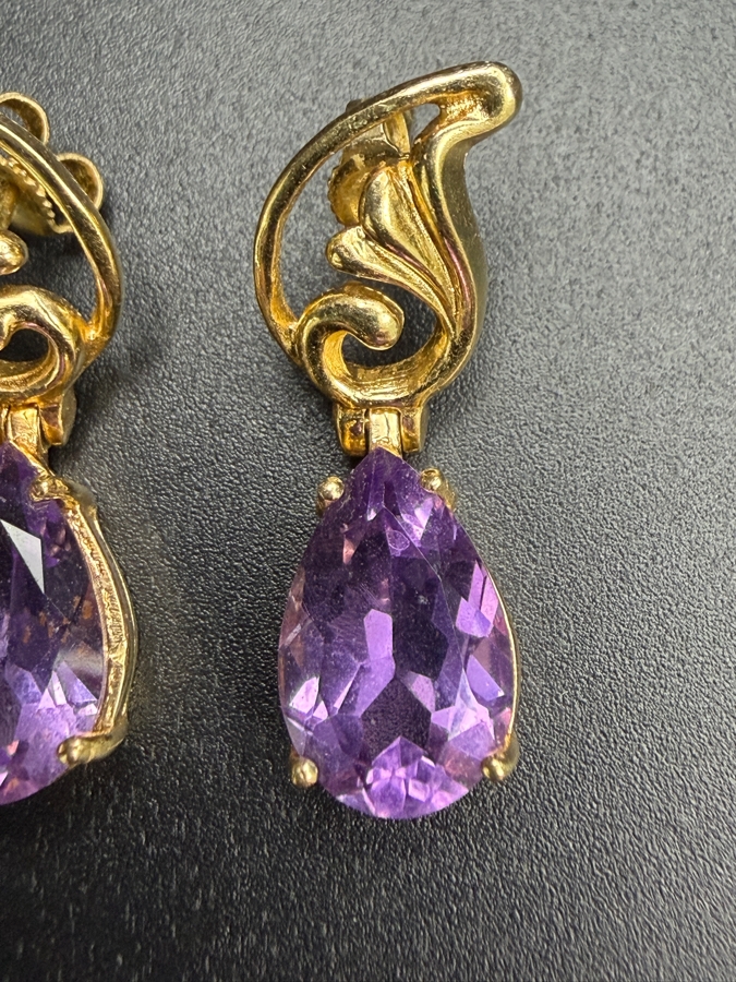 14k Gold Amethyst Earrings 4.8g [Photo 4]