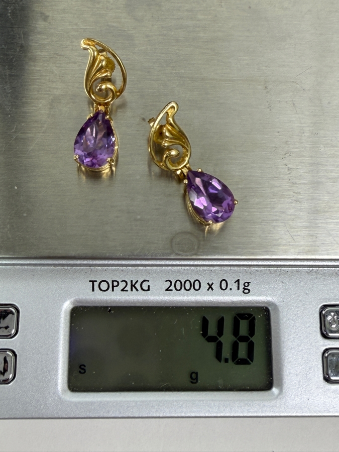 14k Gold Amethyst Earrings 4.8g [Photo 8]