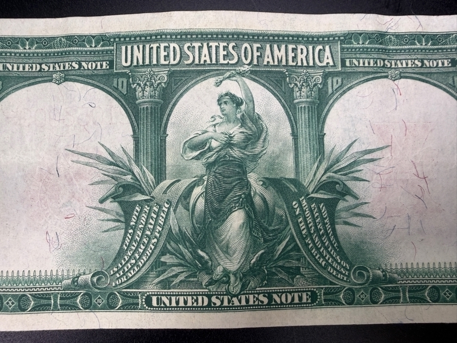 Antique United States Series Of 1901 $10 Legal Tender Note Known As The 'Bison Note' Featuring A Central Vignette Of A Bison Flanked By Portraits Of Meriwether Lewis And William Clark [Photo 6]