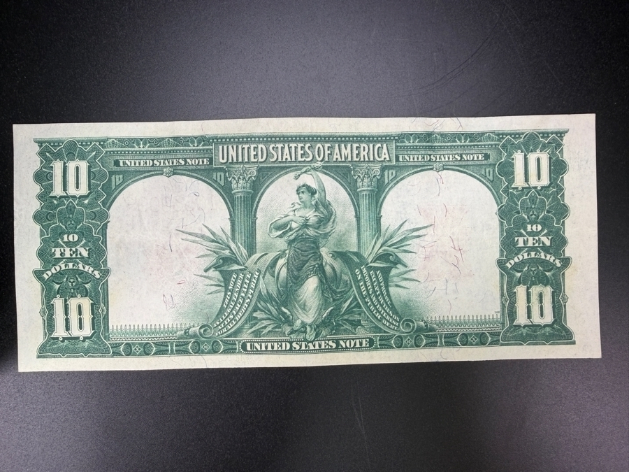 Antique United States Series Of 1901 $10 Legal Tender Note Known As The 'Bison Note' Featuring A Central Vignette Of A Bison Flanked By Portraits Of Meriwether Lewis And William Clark [Photo 5]