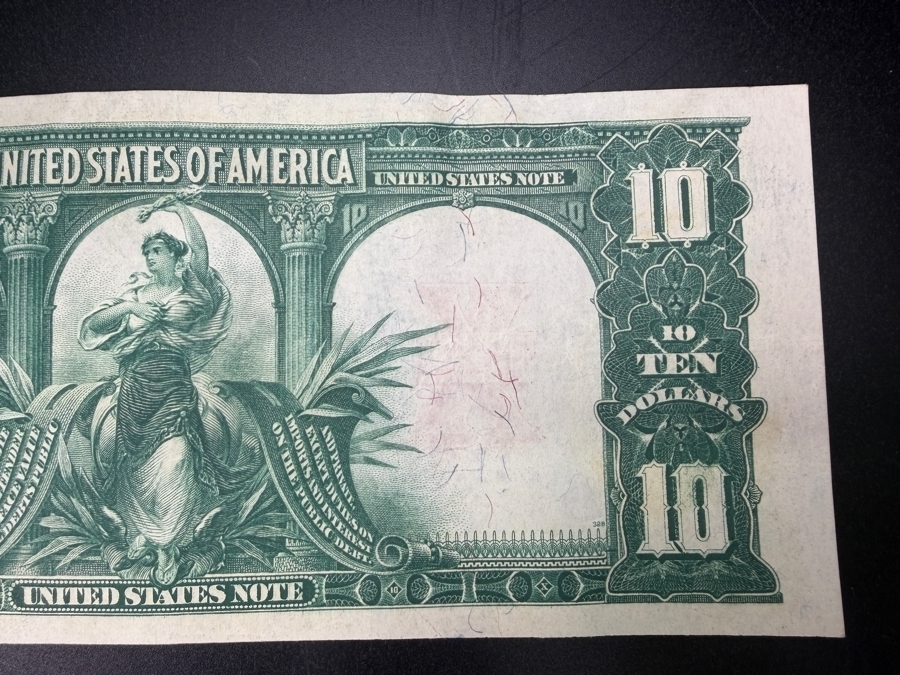 Antique United States Series Of 1901 $10 Legal Tender Note Known As The 'Bison Note' Featuring A Central Vignette Of A Bison Flanked By Portraits Of Meriwether Lewis And William Clark [Photo 8]