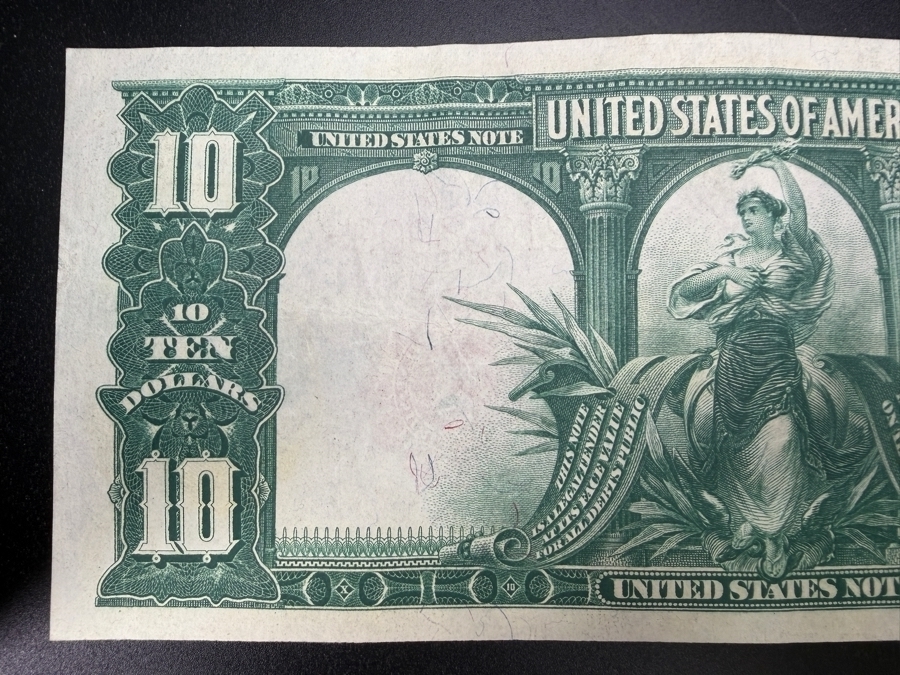 Antique United States Series Of 1901 $10 Legal Tender Note Known As The 'Bison Note' Featuring A Central Vignette Of A Bison Flanked By Portraits Of Meriwether Lewis And William Clark [Photo 7]