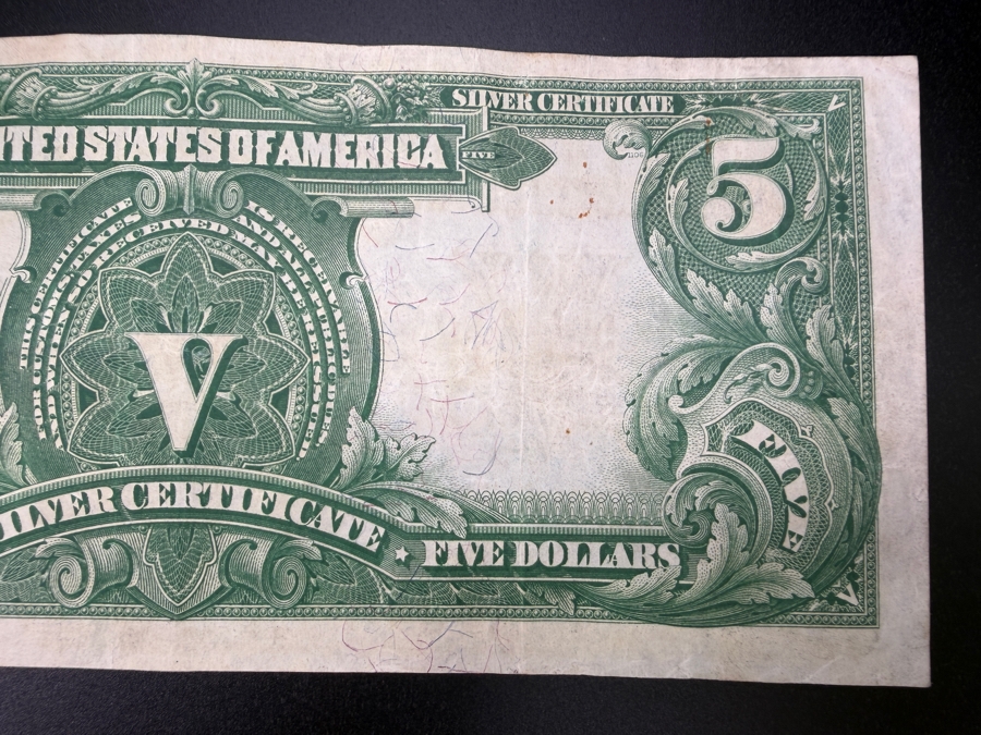 Antique United States Series Of 1899 United States Five Dollar $5 'Indian Chief' Silver Certificate Currency With Portrait Of Running Antelope [Photo 10]