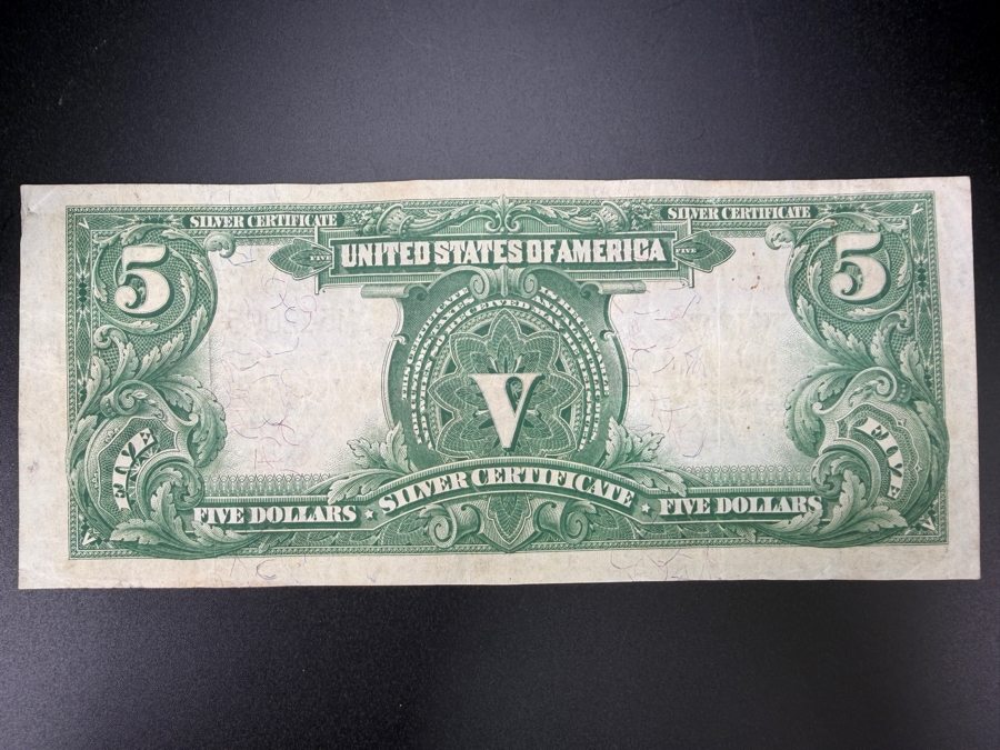 Antique United States Series Of 1899 United States Five Dollar $5 'Indian Chief' Silver Certificate Currency With Portrait Of Running Antelope [Photo 7]