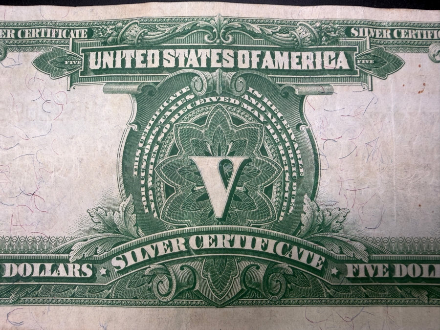 Antique United States Series Of 1899 United States Five Dollar $5 'Indian Chief' Silver Certificate Currency With Portrait Of Running Antelope [Photo 8]