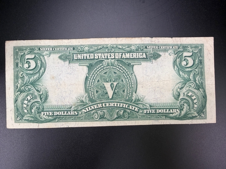 Antique United States Series Of 1899 United States Five Dollar $5 'Indian Chief' Silver Certificate Currency With Portrait Of Running Antelope [Photo 7]