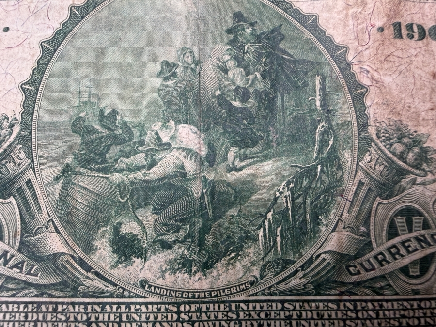 Antique United States Series Of 1902 $5 National Bank Note From The Mercantile National Bank Of Memphis, Tennessee. Featuring A Portrait Of Benjamin Harrison [Photo 11]