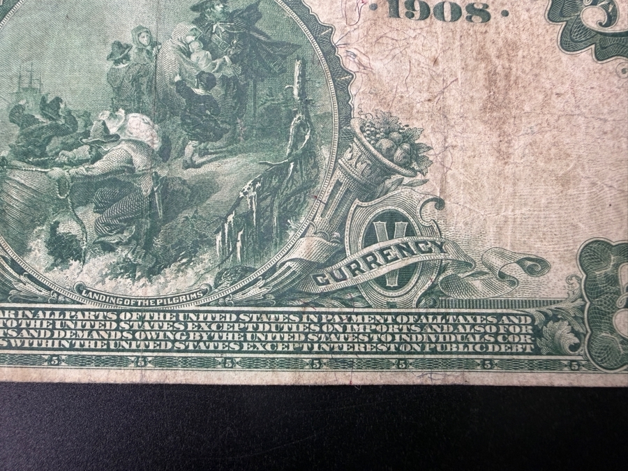 Antique United States Series Of 1902 $5 National Bank Note From The Mercantile National Bank Of Memphis, Tennessee. Featuring A Portrait Of Benjamin Harrison [Photo 13]