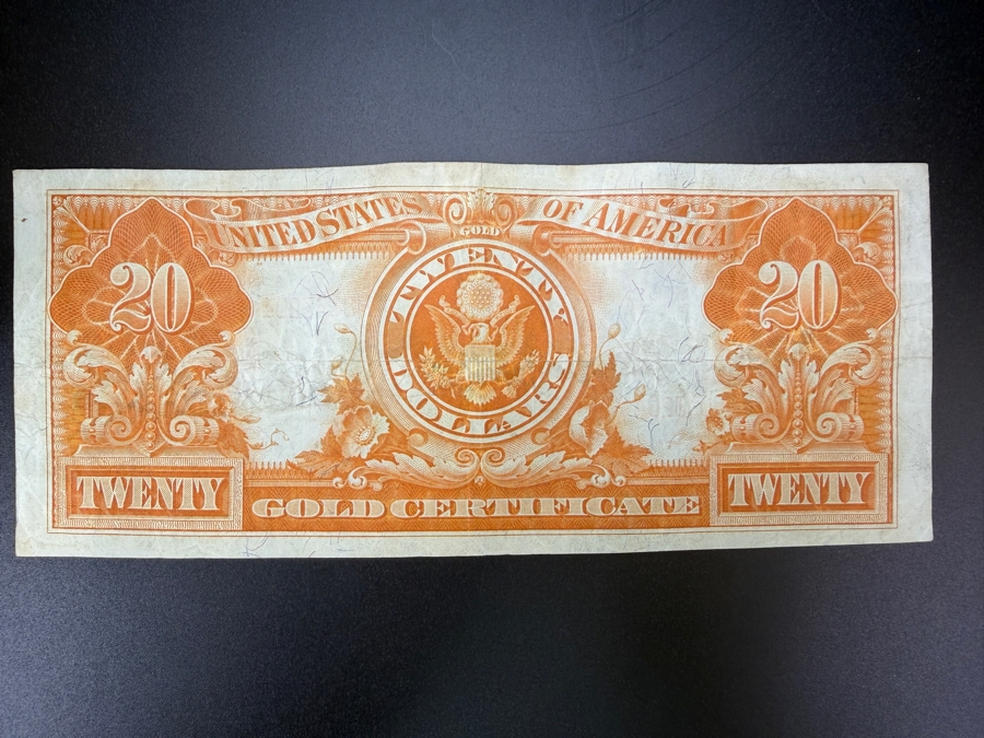 Antique United States Series Of 1906 $20 United States Gold Certificate Banknote Currency That Was Originally Redeemable For Physical Gold [Photo 8]